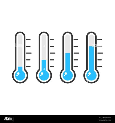 Thermometer Icon Set Measurement Instrument Weather Thermometer With