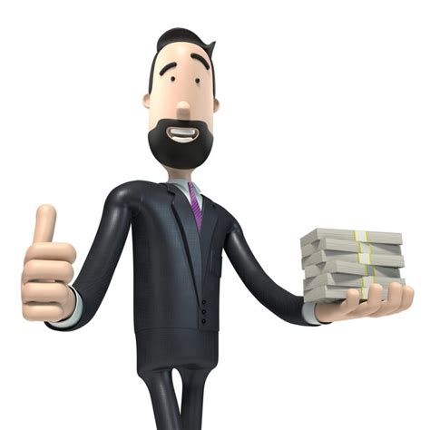 Premium Photo Handsome Cartoon Businessman Holding 100 Dollar Bills