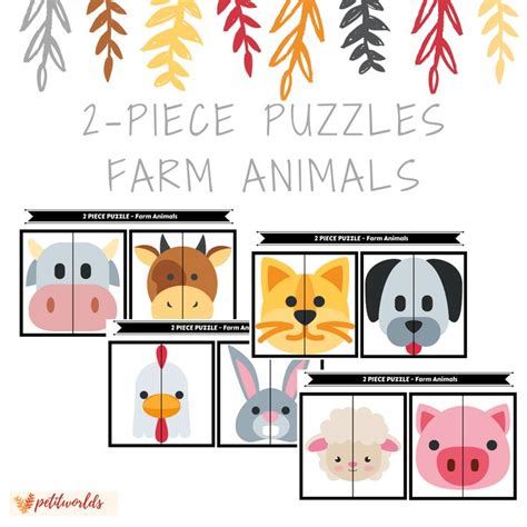 Free Printable 2-Piece Puzzles - Farm Animals | Winter activities ...