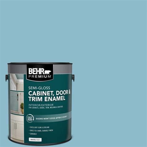 BEHR PREMIUM 1 Gal S460 3 Blue Echo Semi Gloss Enamel Interior