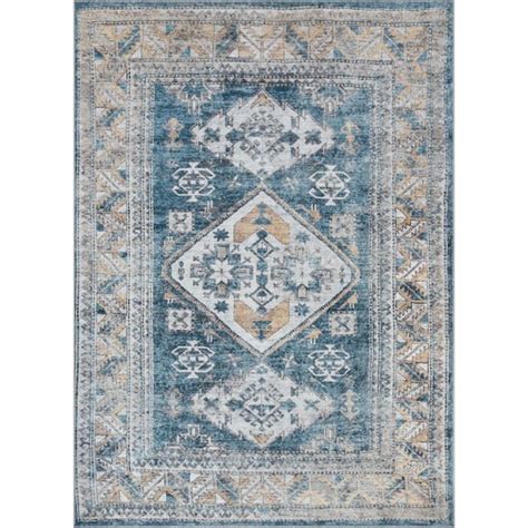 Well Woven Lotus Habra Light Blue 6 Ft 7 In X 9 Ft 3 In Vintage