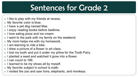 Simple English Sentences For Grade Pdf Grammarvocab