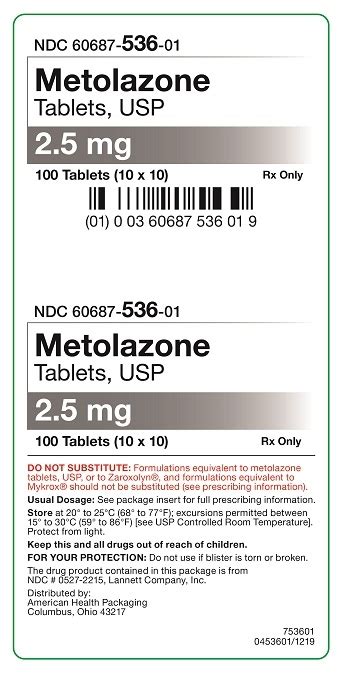 Metolazone By American Health Packaging METOLAZONE Tablet