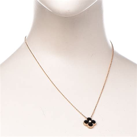 Van Cleef Arpels K Rose Gold Diamond Black Onyx Vintage Alhambra