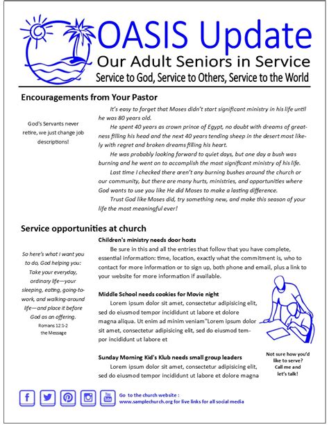 2 Page Senior Adult Print Newsletter Template Effective Church