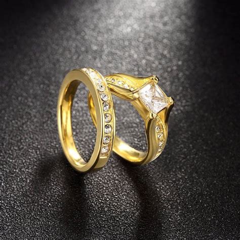 Anillo De Compromiso Con Ba O De Oro K Y Diamante Zirconia Mercadolibre