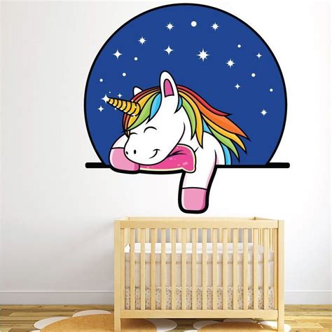 Sticker Mural Licorne Qui Dort Autocollant Licorne Qui Dort