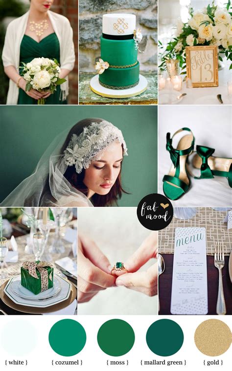 Emerald and gold wedding colour palette