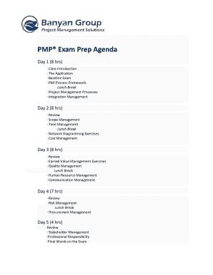 Fillable Online PMP Exam Prep Agenda Fax Email Print PdfFiller