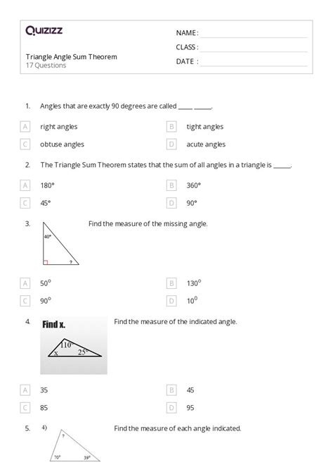 Triangle Theorems Worksheets For Th Grade On Quizizz Free