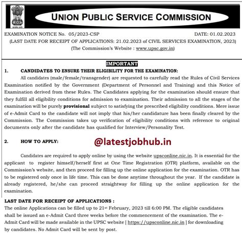 Upsc Civil Services Recruitment Cse Notification Out