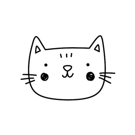 Premium Vector Cute Cat Face Isolated On White Background Smiling