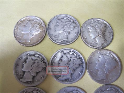 11 Circulated Mercury Silver Dimes/most With Marks