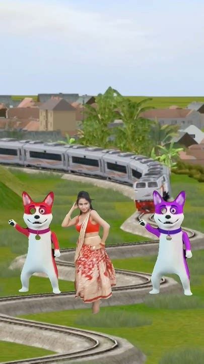 Funny Dancing Girl Two Dogs Stop The Train Tranding Shorts