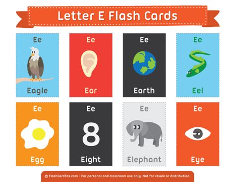 Printable Letter E Flash Cards