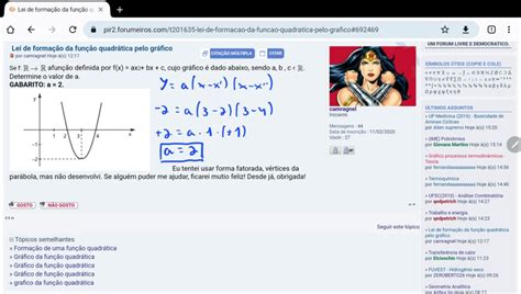 Lei De Formação Da Função Quadrática Pelo Gráfico