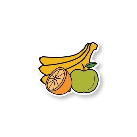 Fruits Patch Banana Orange And Apple Still Life Color Sticker