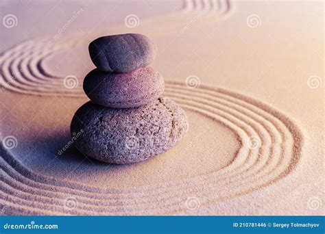 Meditation Zen Garden With Stones On Sand Stock Photo Image Of