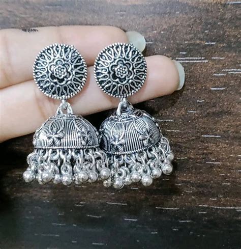 Oxidised German Silver Earring Sku 5205 H1 at Rs 88 00 ऑकसडइजड