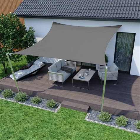 Relaxdays Tenda A Vela Quadrata Impermeabile Anti UV Con Corde Di