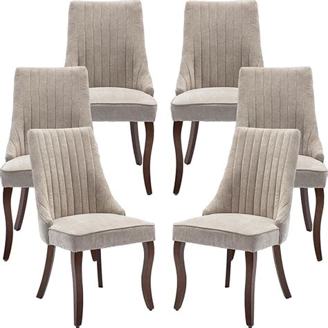 Oduse Daily Beige Mid Century Dining Chairs Set Of 6