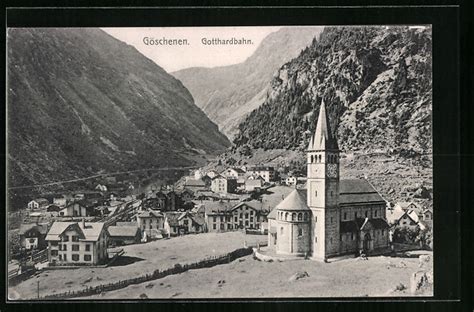 Ansichtskarte Goeschenen Ortspartie Mit Der Kirche Manuskript