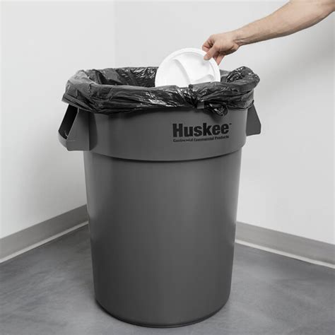 Continental 4444gy Huskee 44 Gallon Gray Round Trash Can