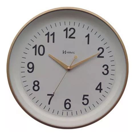 Reloj de pared analógico Herweg 6844 Relógio Parede Branco Dourado Luxo