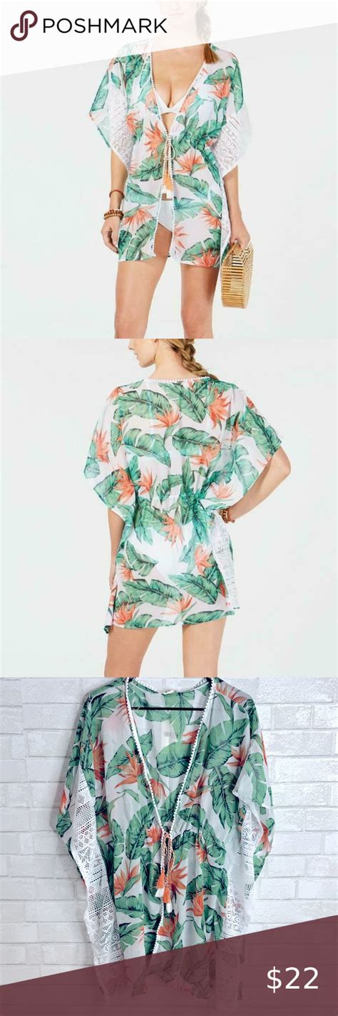 Miken Printed Tie Front Kimono Cover Up Cover Up Printed Ties Fashion