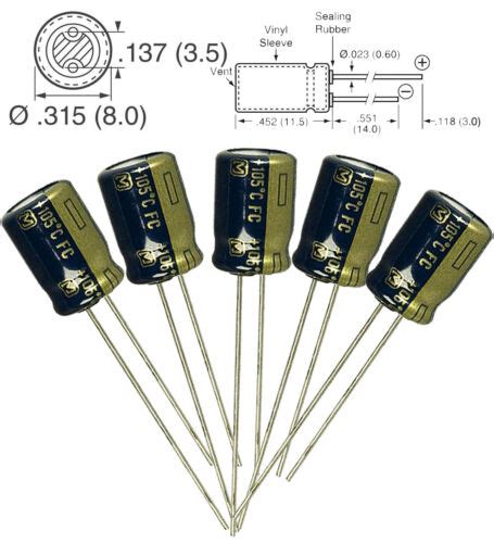 5x Panasonic FC 220uF 25V Radial Aluminum Capacitor Low ESR 2000 Hours