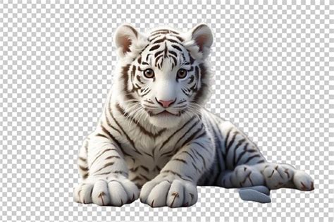 Premium PSD White Tiger Cub 3d Render