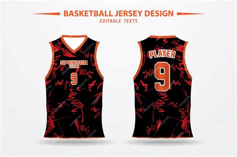 Premium Vector | Black and red basketball jersey design and template