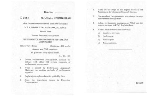 Mba Ii Hr May 2014 Question Paper Bharathiyar University Distance Education