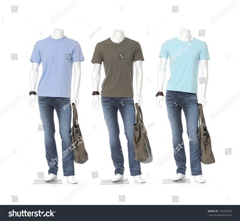 Full Length Three Male Mannequin Dressed Stock Photo 130292330