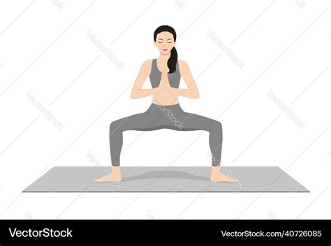 Goddess Pose Prayer Hands Utkata Konasana Namaste Vector Image