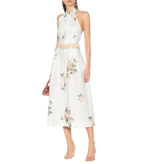 Zimmermann Kirra Floral Linen Midi Dress In White Lyst