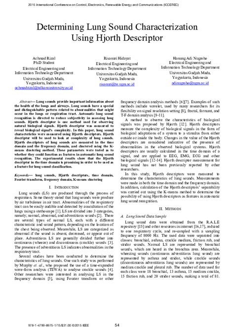 Pdf Determining Lung Sound Characterization Using Hjorth Descriptor