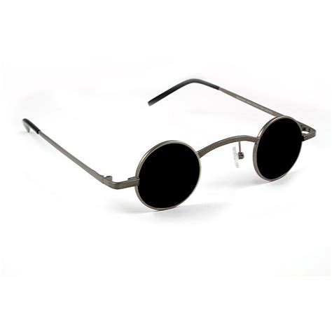 Unisex Small Round Goth Steampunk Vampire Sunglasses With Extra Long