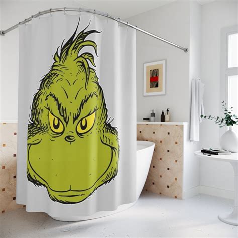 Grinch Shower Curtain Classic Christmas Grinch Head Shower - Etsy