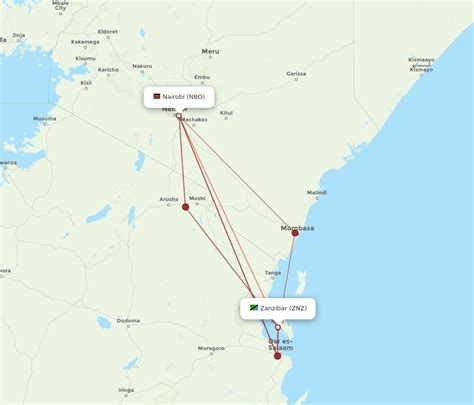 All Flight Routes From Nairobi To Zanzibar Nbo To Znz Flight Routes