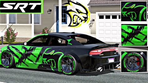 NEW CHARGER HELLCAT EASY DESIGN IN CAR PARKING MULTIPLAYER Green