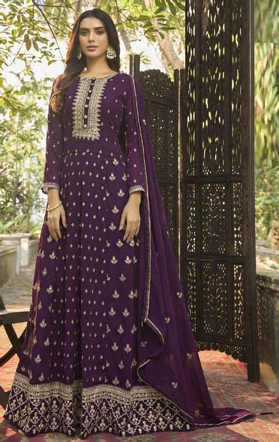 Mehendi Sangeet Reception Purple And Violet Color Faux Georgette