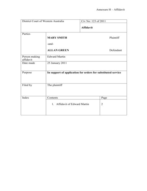 Affidavit Example District Court Of Western Australia