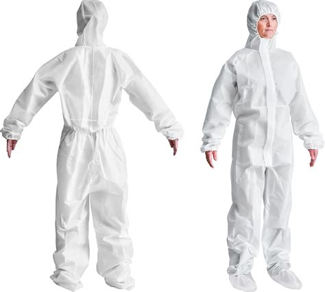 White Disposable Coveralls X Large Pack Of 50 Unisex Tear Resistant