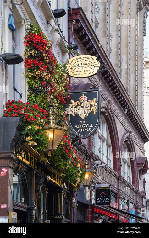 Front High Level Facade Of The Argyll Arms Pub In Argyll Street Soho