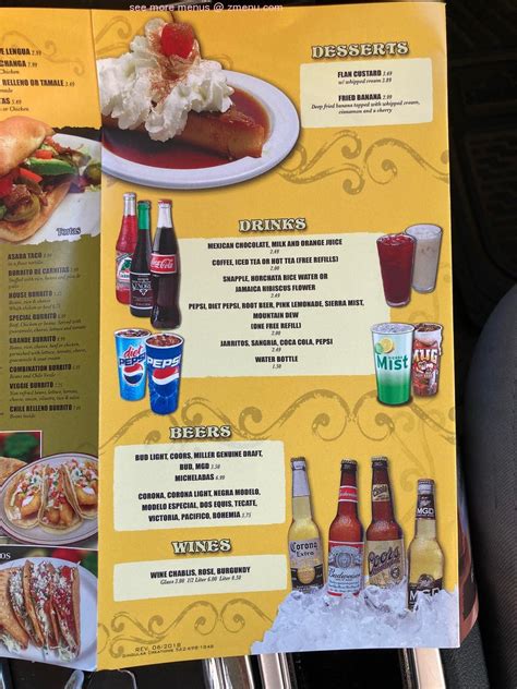 Menu at La Costa Mexican Restaurant, Fortuna