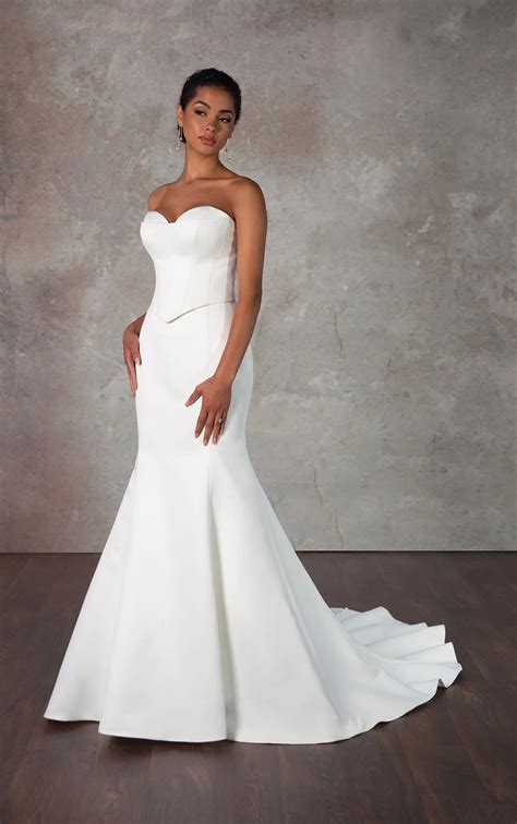 Sophisticated Strapless Fit And Flare Mikado Wedding Dress