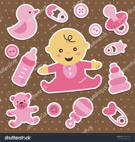 Baby Girl Stickers Collection Vector Illustration Stock Vector (Royalty ...