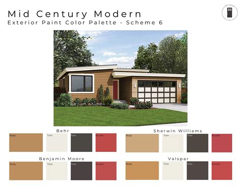 Exterior Paint Color Schemes Mid Century Modern Exterior Etsy Mid