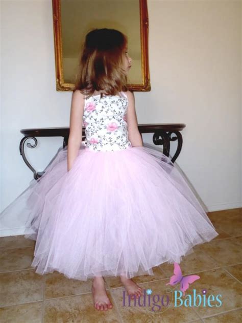 Flower Girl Dress Weddings Tutu Dress Pink Tutu Ivory Top Pink